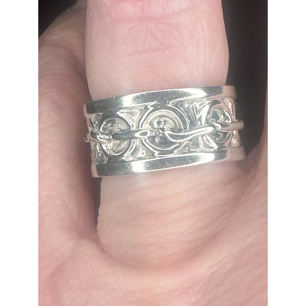 Sterling Silver Stamped 925 Vintage Wide Band Ring EBS Size 7